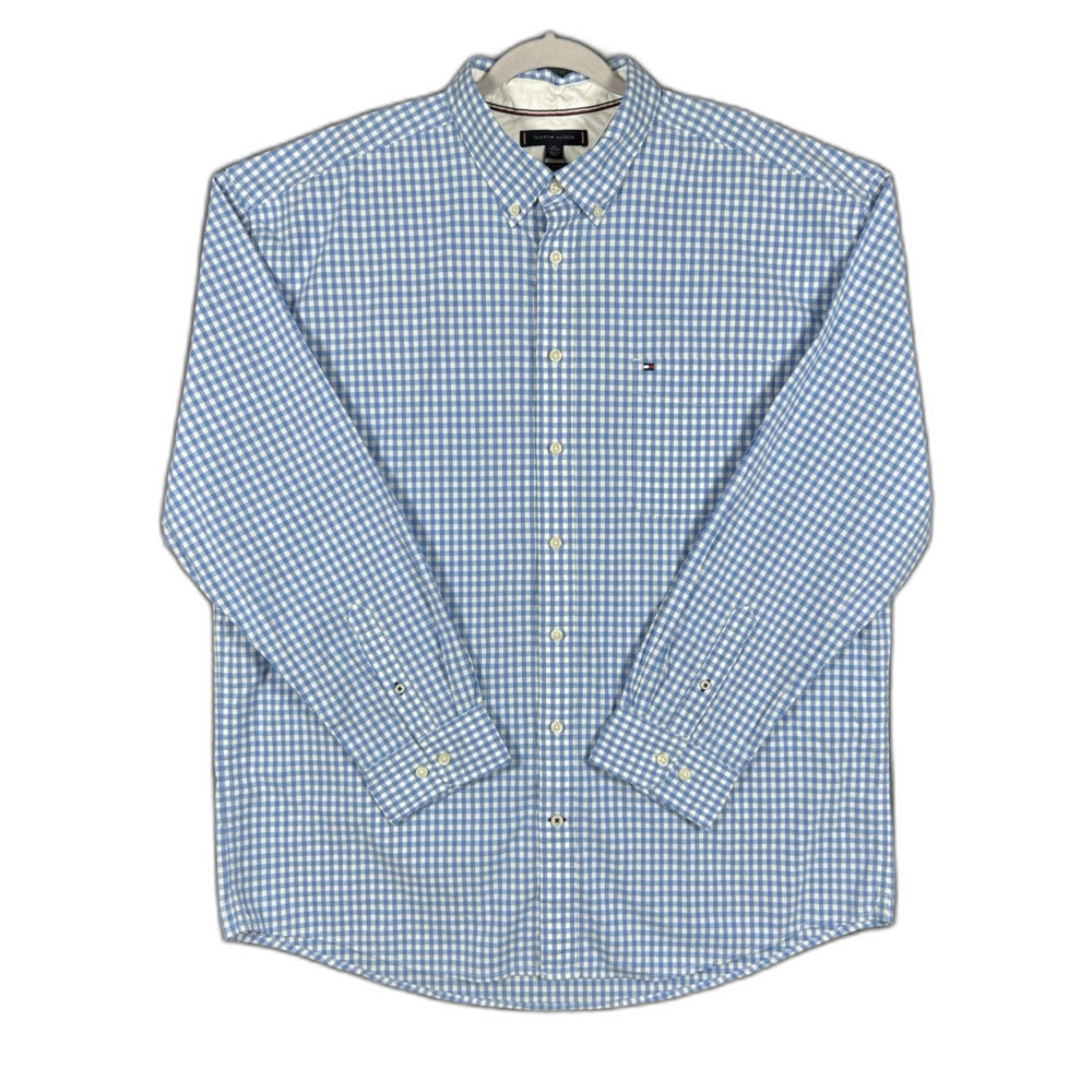 Tommy Hilfiger NWT Classic Fit Stretch Gingham Button Down Shirt XXL Blue White